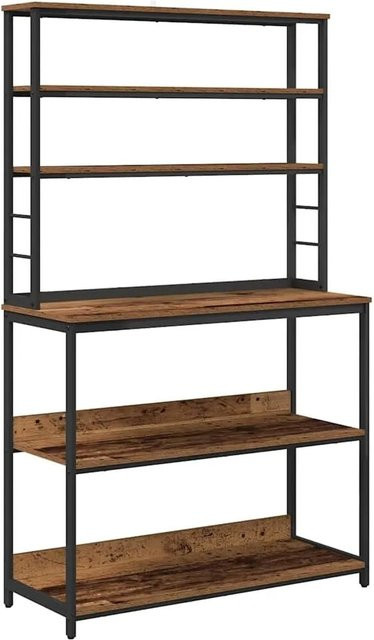 vidaXL Küchenregal im Industrial Design aus Holzwerkstoff und Stahl, Farbe Braun, B/T/H: 100 x 40 x 168 cm - Bild 1