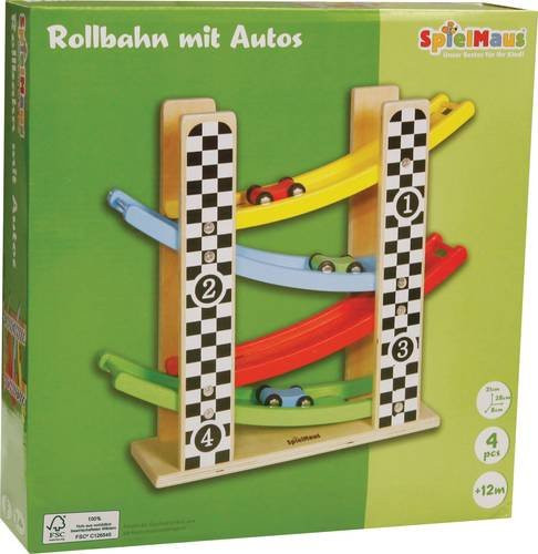Vedes Kugelbahn mit Autos aus Holz bunt - Bild 1