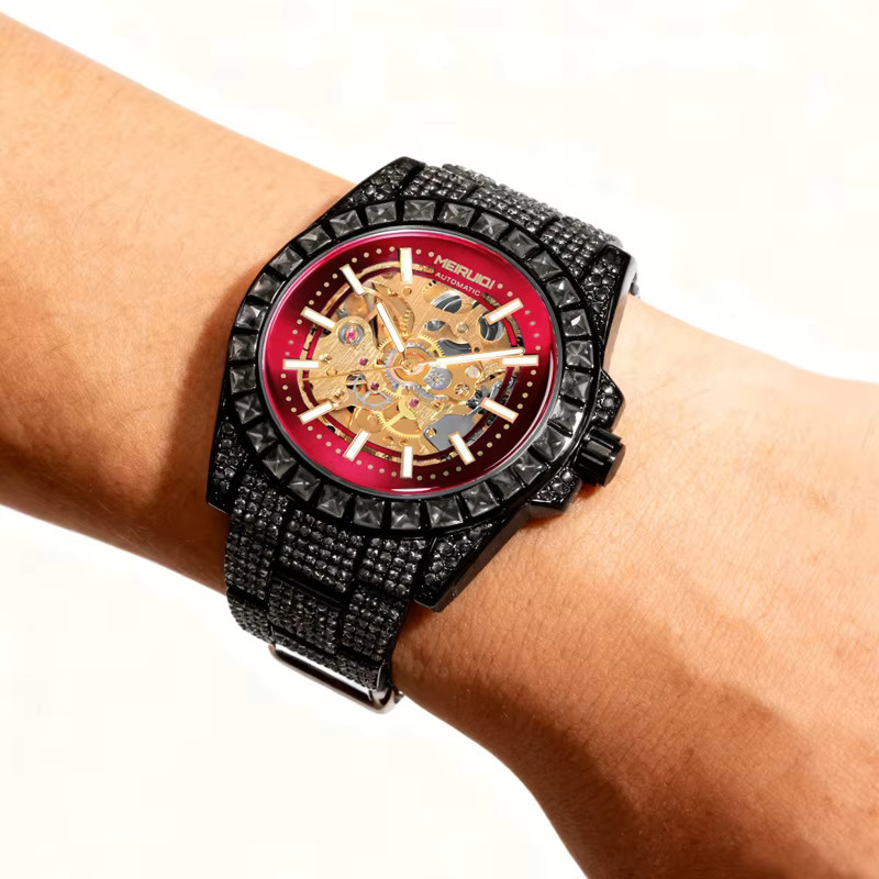 MEIRUIQI Armbanduhr, Automatik, Edelstahl, Schwarz, Herren - Bild 5