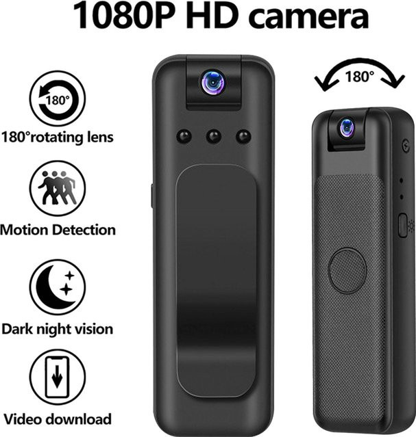 Occkic Mini Action Kamera mit 1080P HD Wifi, Tragbare Digitale BodyCam mit IR Nachtsicht in Schwarz - Bild 1