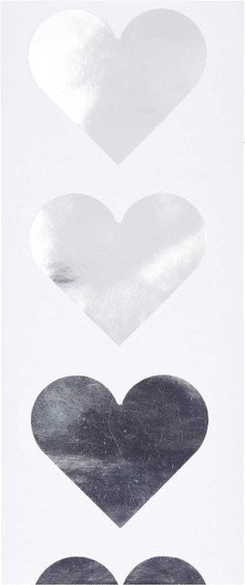 Rico Design Paper Poetry Sticker Herzen in Silber mit Hot Foil Effekt, 120 Stück auf der Rolle, Durchmesser: 5 cm - Bild 1
