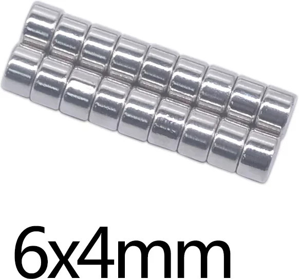 Runder Magnet in Silber für DIY-Projekte und Kühlschränke, Durchmesser: 6 mm, Höhe: 4 mm - Bild 1