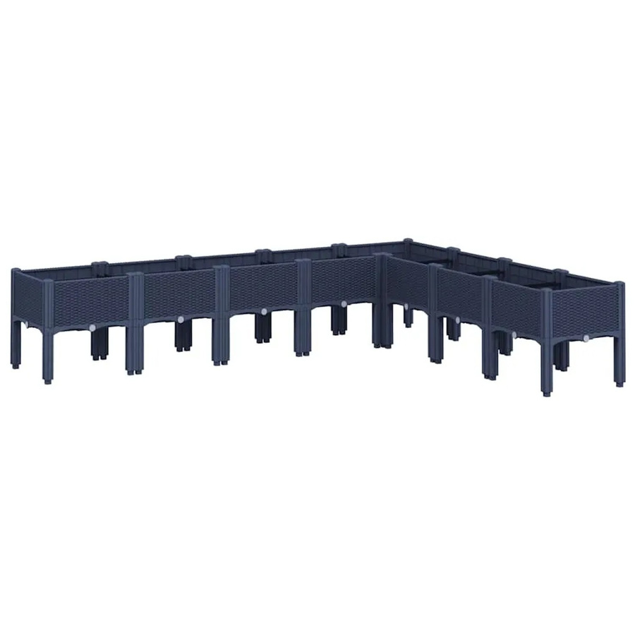 vidaXL Pflanzkasten mit Beinen in Blaugrau aus Polypropylen in Rattan-Optik B/T/H: 200 x 160 x 42 cm - Bild 2