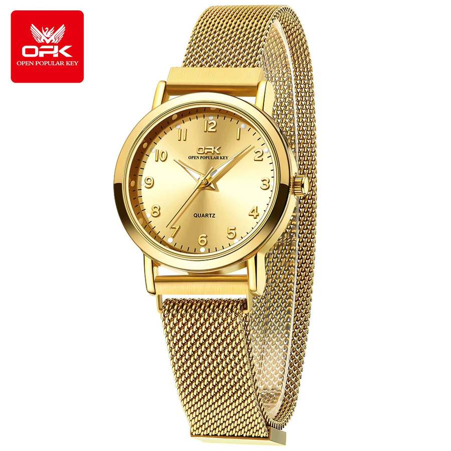 OPK Armbanduhr, Quarz, Edelstahl, Gold, Milanaise, Damen - Bild 2
