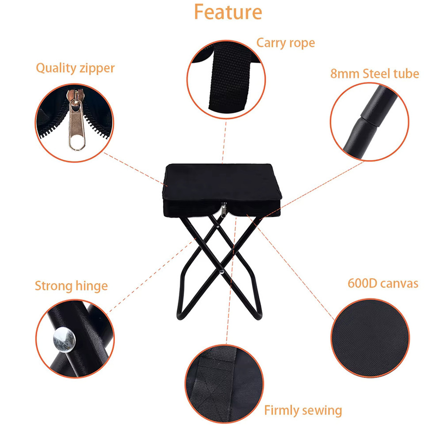 RESISTLAND Camping Klappstuhl Handhocker in Schwarz für Outdoor, Strand und Angeln - Bild 2