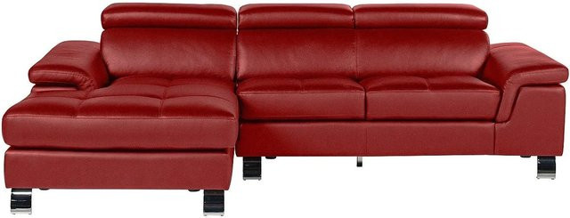 Vente-unique Sofa Mishima in L-Form aus Kunstleder in Rot mit Breite: 258 cm - Bild 1
