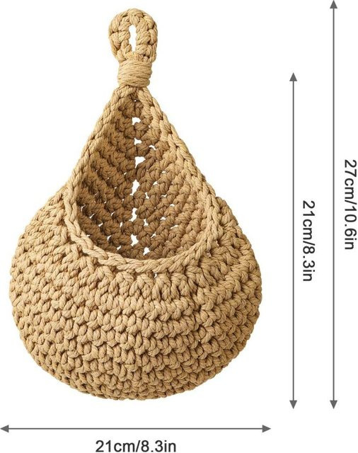 Houspace Jute Eco Teardrop Hängekorb aus Stoff in Braun und Beige, B/T/H: 27,0 x 21,0 cm - Bild 1