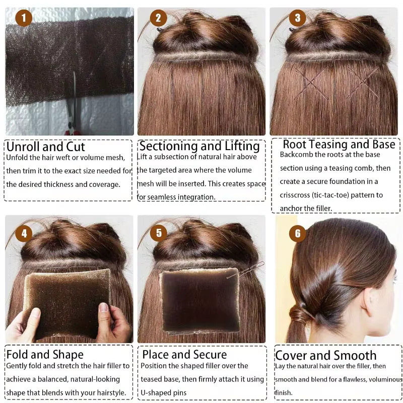 Haarfüllpads Styling-Werkzeuge, 70 Stück, Donuts, flauschig, unsichtbar - Bild 3