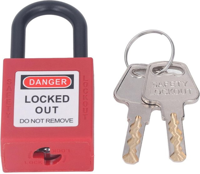 Painter Sicherheitsvorhängeschloss Lockout Tagout aus Nylon in Rot mit 2 Schlüsseln, 38 mm - Bild 1