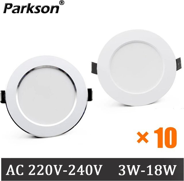 PARKSON LED Downlight Set 10 Stück, runde Einbau Deckenleuchte für Wohnzimmer und Schlafzimmer, Silber/Weiß - Bild 1