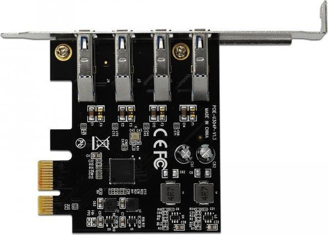 Delock USB-Erweiterungskarte PCIe 2.0 Low-Profile mit 4 USB 3.0 Anschlüssen in Schwarz - Bild 1
