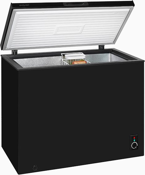 Exquisit GT200-050F Gefriertruhe in Schwarz mit Kompressor und Türöffnungssignal - Bild 1