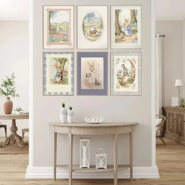 Potdemiel Vintage Bunny Poster im Beatrix Potter Stil, Mehrfarbige Wanddekoration für Kinderzimmer und Heimbüro - Bild 1