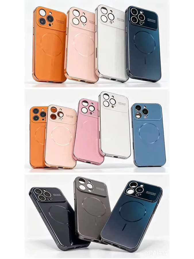 Luxuriöse galvanisierte Handyhülle mit großem Fenster und All-Inclusive-Schutz für kabelloses Laden, passend für iPhone 17 Pro Max, iPhone 16, iPhone 15 und iPhone 14, Farbe: Schwarz - Bild 4