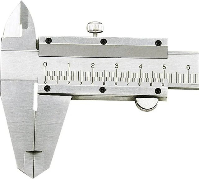 TTAKA7 Edelstahl-Messschieber in Silber für Innen-, Außen- und Tiefenmessungen mit Feststellschraube, Messbereich 0–150 mm - Bild 1
