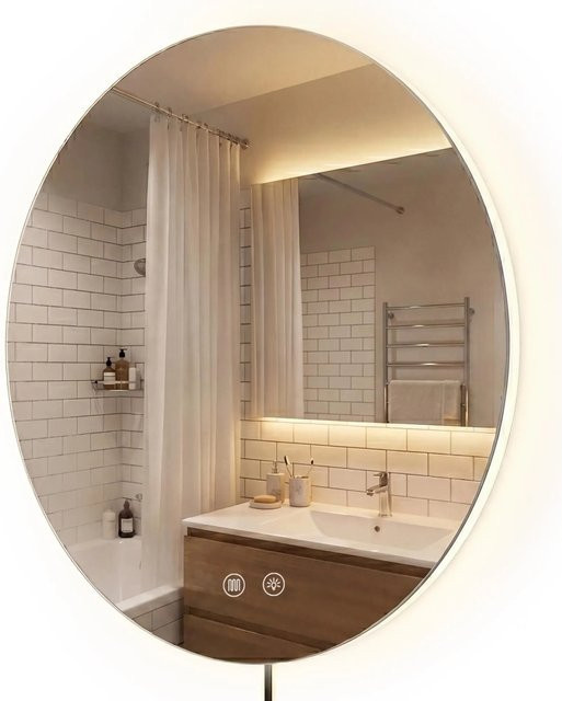 DELUKE Badspiegel GENF Wandspiegel aus Klarglas, Farbe: transparent, B/H: 60 x 60 cm, Tiefe: 3 cm - Bild 1