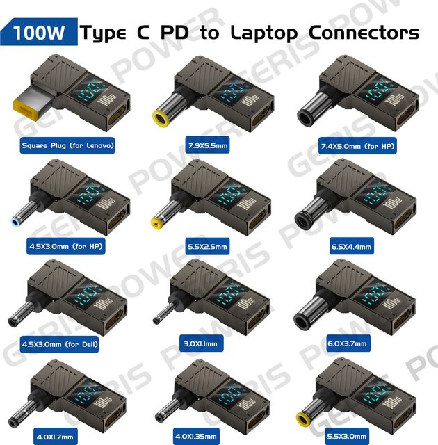 Geris Power 100 W USB C PD zu DC Stromanschluss Universal Laptop Netzteil Ladegerät Konverter für Lenovo Asus HP - Bild 1