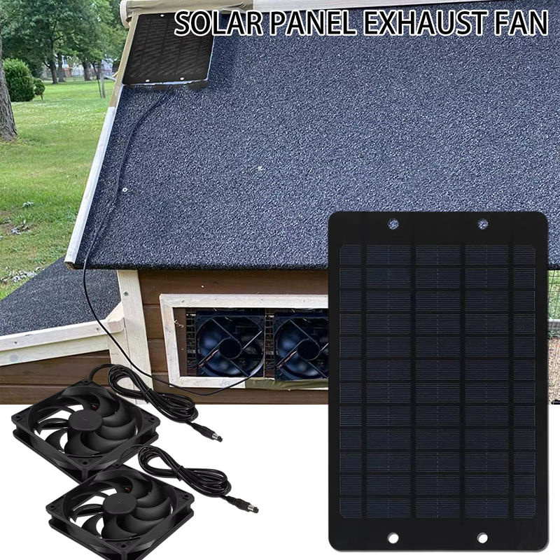 EESBAO Mini Solar-Abluftventilator mit Solarpanel und Akku, Schwarz, aus Kunststoff - Bild 5