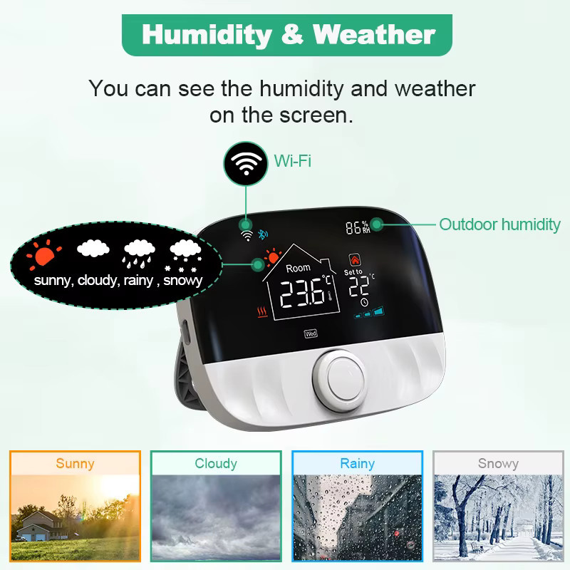 Tuya Smart Wifi Heizungsthermostat in Weiß mit App-Steuerung und Smart Home Integration für Gasheizungen, kompatibel mit Alexa und Google Home - Bild 5
