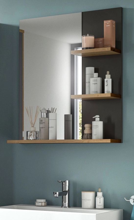Badezimmer Spiegel Cooper von Inn.Furn in Eiche und Grau, Breite: 63 cm - Bild 1