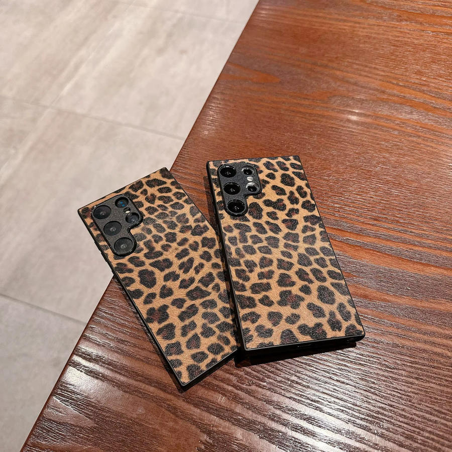 Modische Handyhülle aus künstlichem PU-Leder mit Leopardenmuster für Samsung Galaxy S25, S22 Plus, S25 Edge und S23 Ultra FE in Braun - Bild 3
