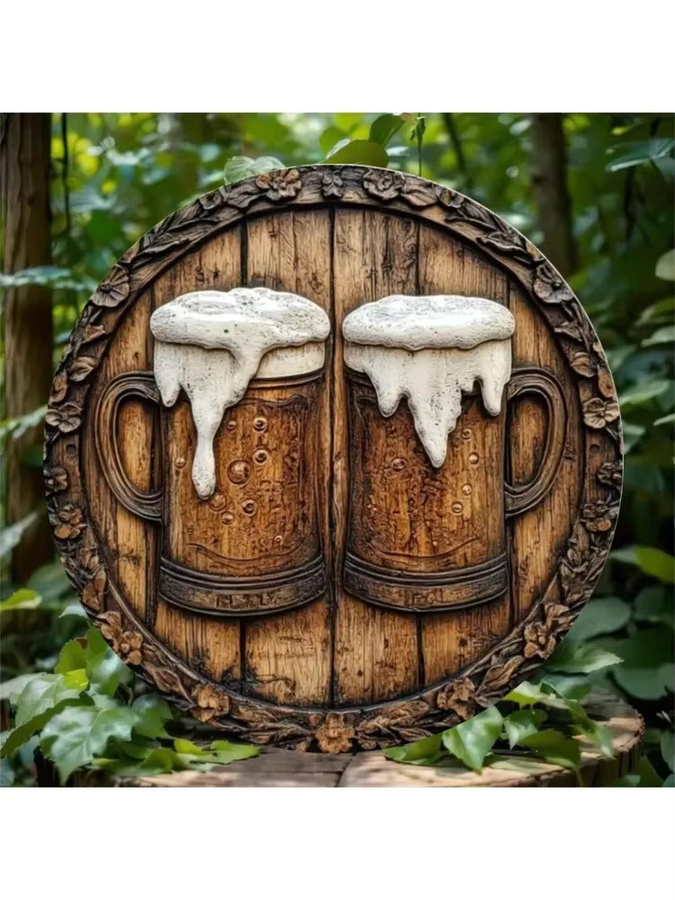 CIFBUY Metall-Bier-Wandposter Rund in Braun im Vintage-Stil für Bar und Kneipe - Bild 3