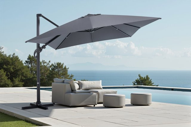 OUTFLEXX Sydney Ampelschirm aus Aluminium in Grau mit Air-Vent System, B: 400 cm, T: 300 cm - Bild 1
