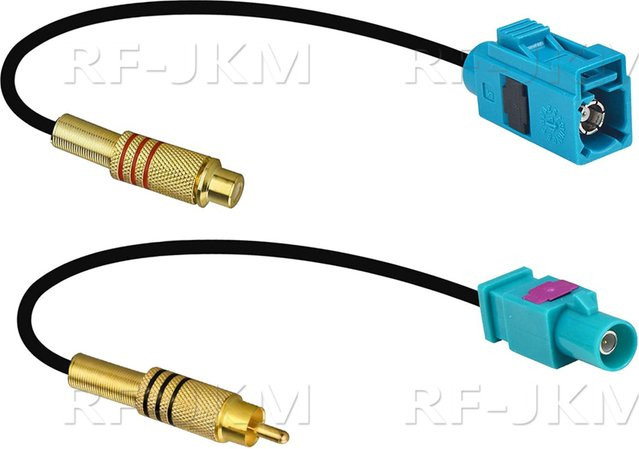 RF JKM Videokabel-Adapter mit Cinch-Stecker auf Fakra Z-Stecker/Buchse und RG174-Pigtail in Multicolor für Rückfahrkameras - Bild 1