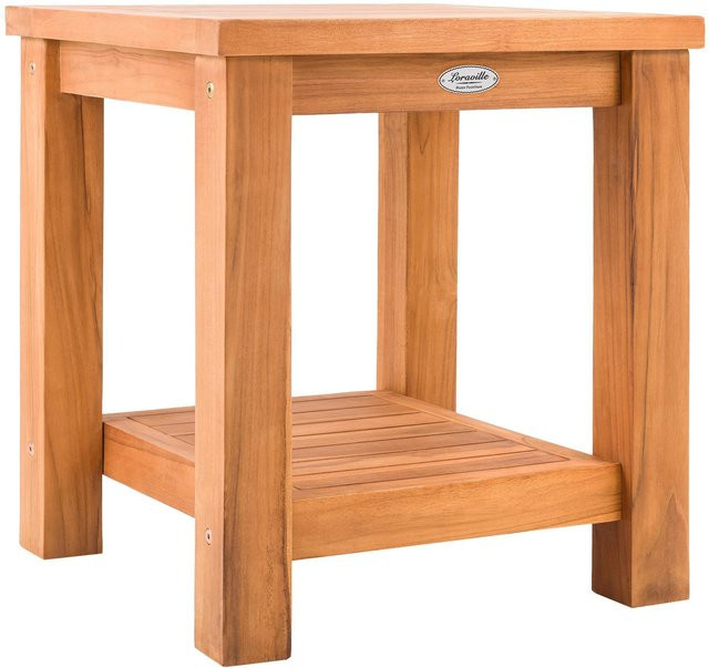 CLP Beistelltisch Keaton aus Teakholz in Goldbraun, wetterfester Gartentisch mit zwei Ablagen für Garten, Terrasse und Balkon - Bild 1