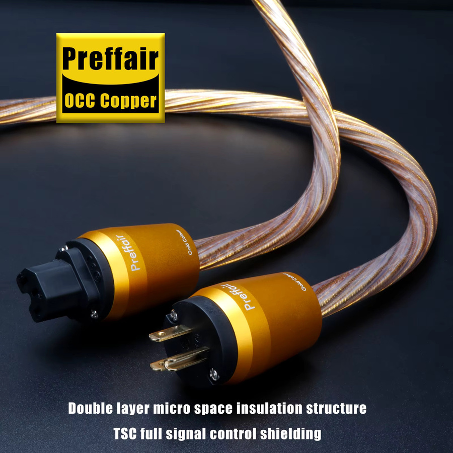 Preffair Audiophiles IEC320 C15 Netzkabel Versilbert mit Goldbeschichtung für Verstärker - Bild 2