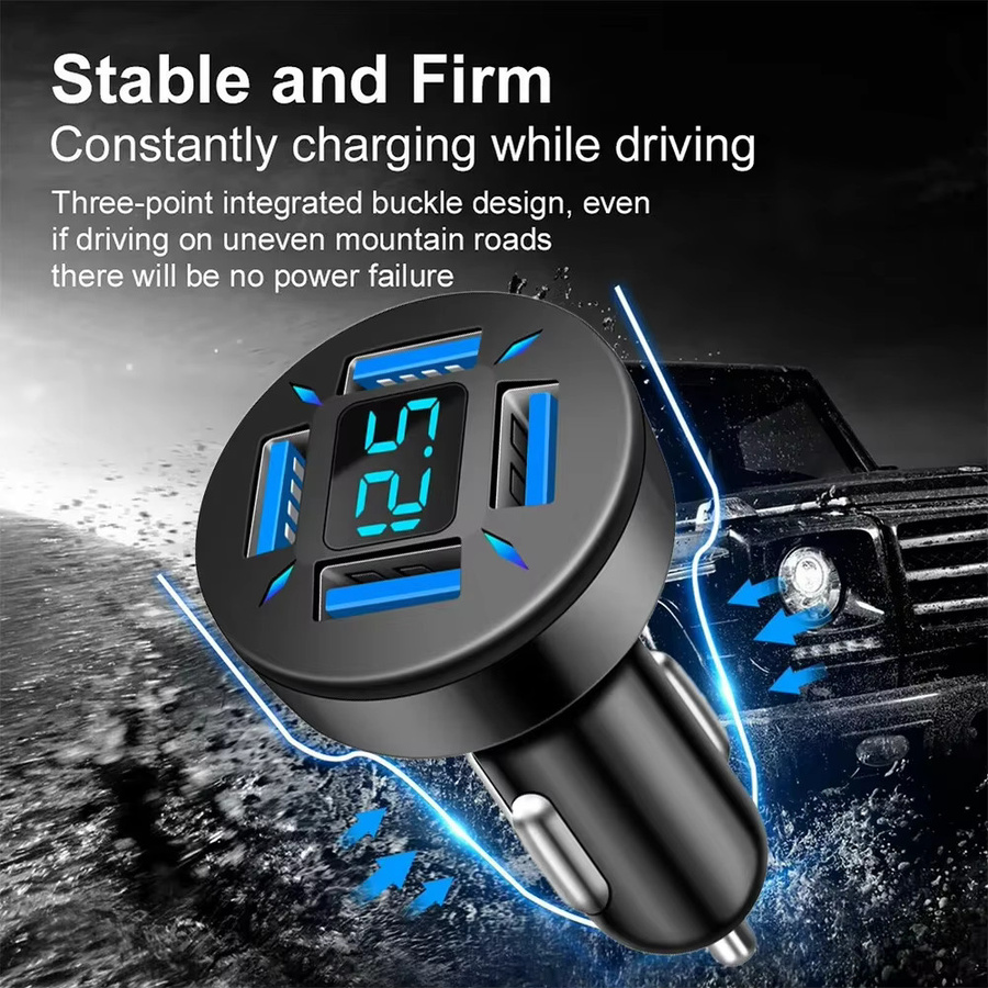 USB-Autoladegerät mit Digitalanzeige und Schnellladefunktion 3.0, USB-A Adapter für iPhone, Samsung, Xiaomi und Huawei, Schwarz - Bild 2