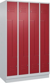 C+P Z-Spind Classic PLUS mit 8 Fächern, Sockel, Zylinderschloss und Garderobenstange, Farbe: Grau/Rot, H x B x T: 195 x 120 x 50 cm - Bild 1