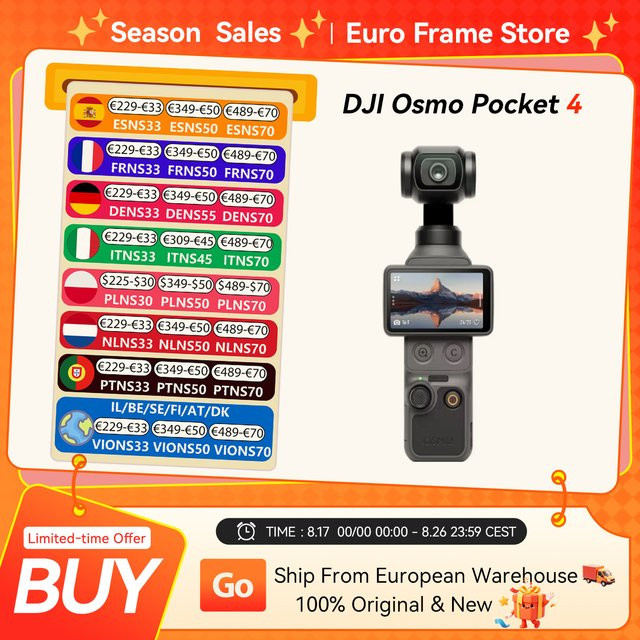 DJI Osmo Pocket 4 Action Camera mit 1 Zoll CMOS Sensor, 14-Stop Dynamikbereich und 10-Bit D-Log in Schwarz - Bild 1