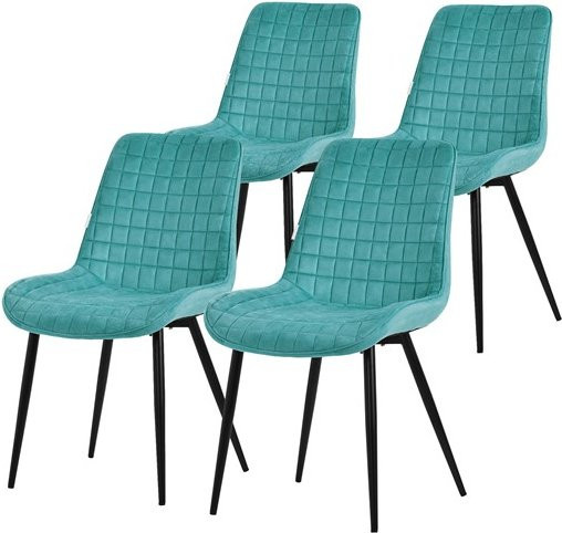 ML-Design Esszimmerstuhl 4er Set Petrol mit Samtbezug und Stahlbeinen - Bild 1
