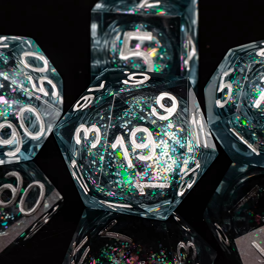 GSF Galaxy RPG Würfelset, Handgefertigte Pailletten-Würfel, Weltraum, Bunt / Mehrfarbig - Bild 3