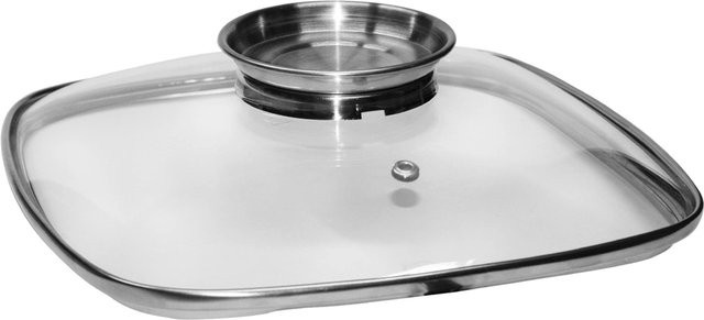 STONELINE Glasdeckel Eckig mit Aroma-Deckel aus Edelstahl, transparent, Durchmesser: 28 cm - Bild 1