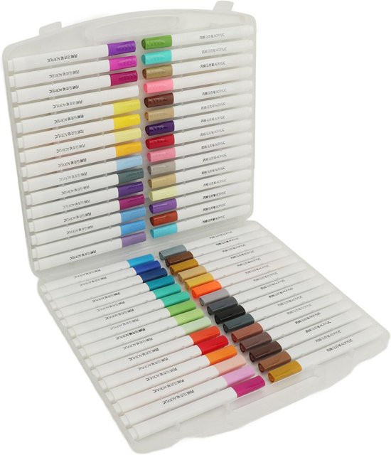 GoolRC Acrylmarker Set mit 60 Farben in Grau und Multicolour, schnelltrocknende und wasserfeste Acrylstifte für Papier, Glas, Keramik und Kunststoff - Bild 1