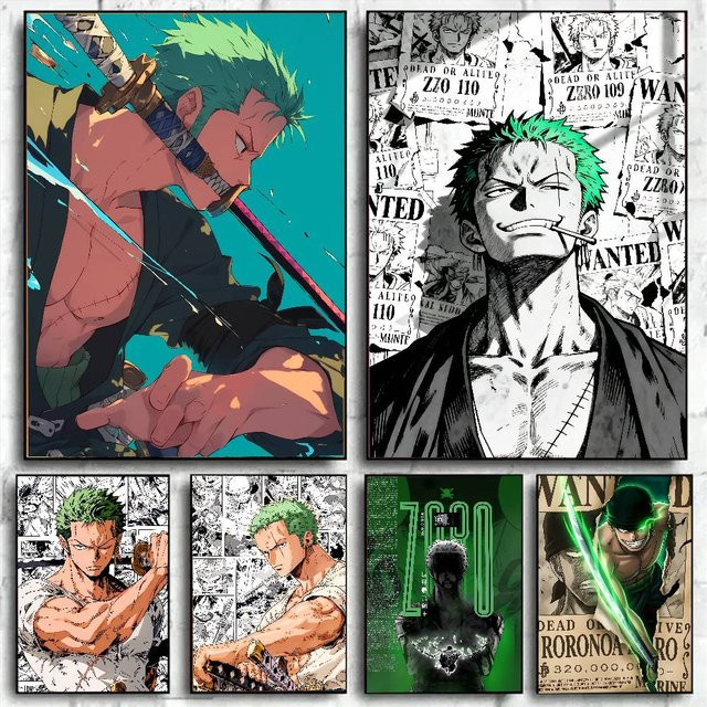 One Piece Roronoa Zoro Wano Arc Anime-Poster von Bandai als HD-Leinwand-Wandkunst in Mehrfarbig - Bild 1
