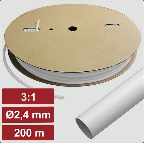 Electronic Garage Schrumpfschlauch mit Kleber Weiß 2,4 mm Durchmesser 0,8 mm Wandstärke Schrumpfrate 3:1 200 m - Bild 1