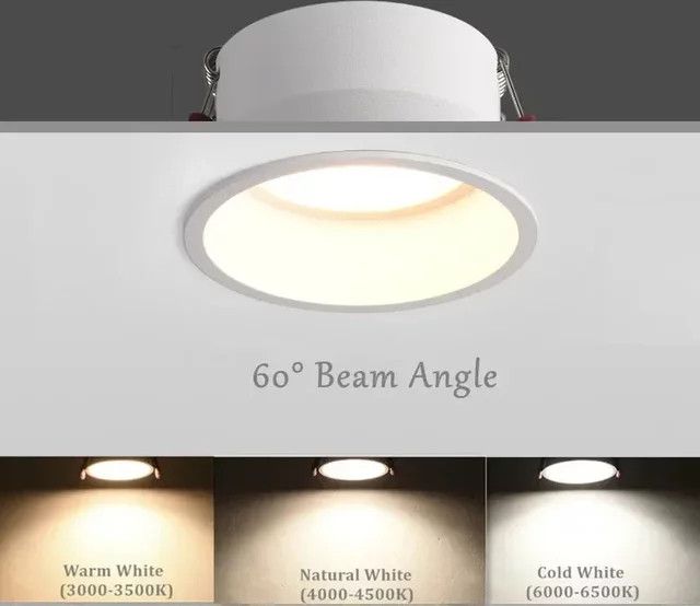 Runde blendfreie LED-Einbaustrahler mit integrierter SMD2835 LED, 10 W, Warmweiß (3000-3500K), Deckenleuchte für die Innenbeleuchtung, Lochgröße: 7 cm - Bild 1