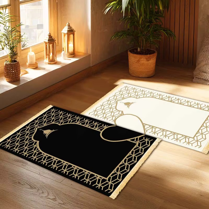 VIKAMA Set aus 2 luxuriösen islamischen Gebetsmatten für Paare mit Herzdesign in Multicolour - Bild 3