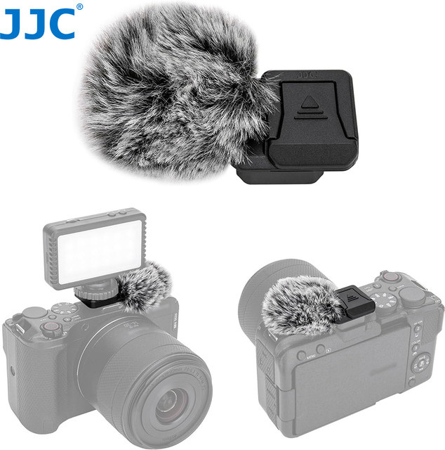 JJC Cold Shoe Wind Muff Windschutz für Canon EOS R50 in Schwarz oder Weiß für Mikrofon und LED-Licht - Bild 1