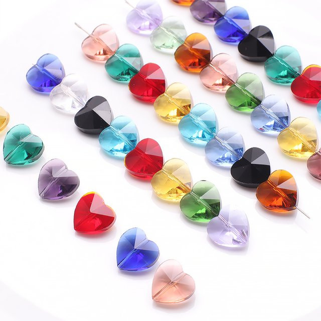YUANZHIRUN Anhänger Kristall Glas, Herz Form, Bunt, 14mm - Bild 1