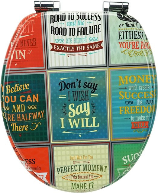 Sanfino WC Sitz Old School Toilettendeckel aus Holz mit Absenkautomatik, Multicolor, B/T/H: 43,5 x 37,5 x 37,5 cm - Bild 1