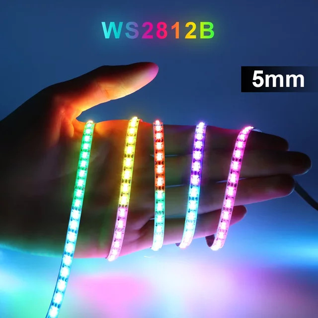 Guillermo WS2812B RGBIC LED-Streifen 2020 Ultra Schmal Adressierbare Dreamcolor Smart Pixels Multicolour Neon Tape für Auto- und Raumdekoration - Bild 1