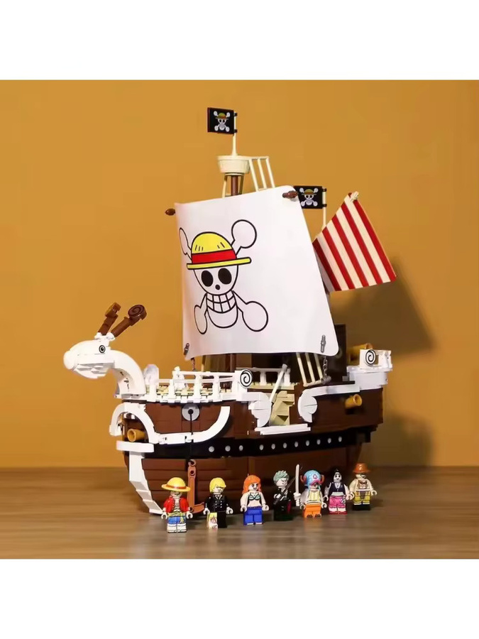 Hot Toys One Piece Bausteine Set Merry Luffy Boat mit 7 Figuren, 1054 Teile, Mehrfarbig - Bild 5