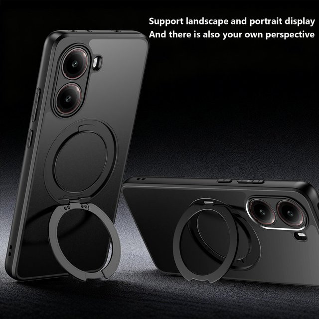 Magnetische MagSafe Schutzhülle für Xiaomi POCO X7 Pro und POCO F7 mit Ringständer in Schwarz - Bild 1
