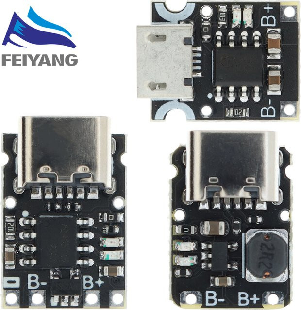 SAMIROB TP4057 1A Ladeplatinenmodul für Lithium-Polymer-Batterien mit Typ-C-Anschluss und Schutzfunktion in Schwarz - Bild 1