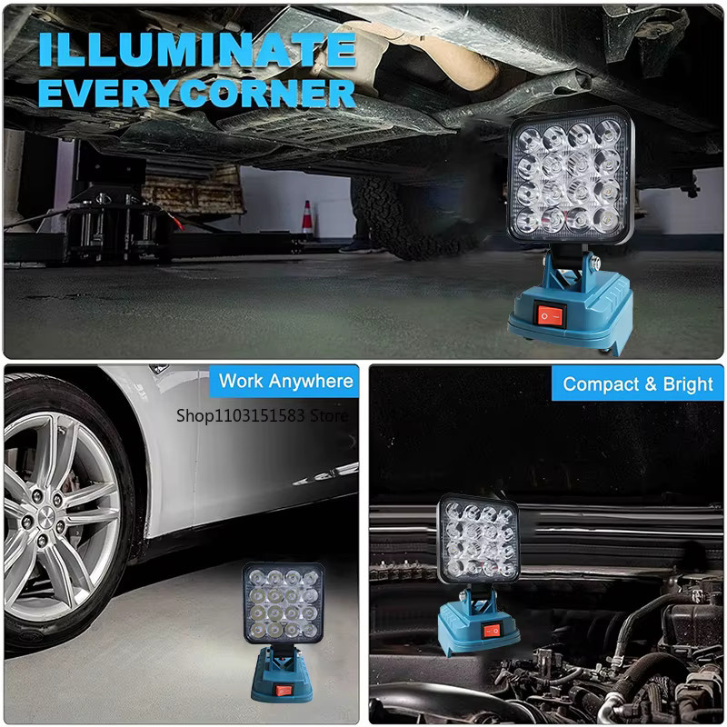 Kabellose LED-Arbeitsleuchte für Makita 14,4 V-18 V Li-Ionen-Akkus, Blaue SMD-Campinglampe und Notbeleuchtung - Bild 6