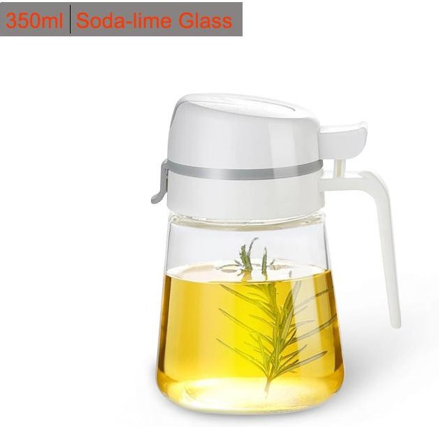 Yiran Furniture Olivenöl Spenderflasche aus Glas in Weiß, auslaufsicherer Glasbehälter für Öl, Sojasauce oder Kaffeesirup - Bild 1